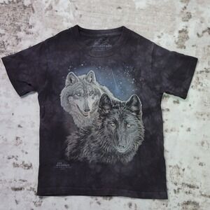 The Mountain Wolf Graphic Tie Dye T Shirt Youth Small Y2K Animal Nature Tee